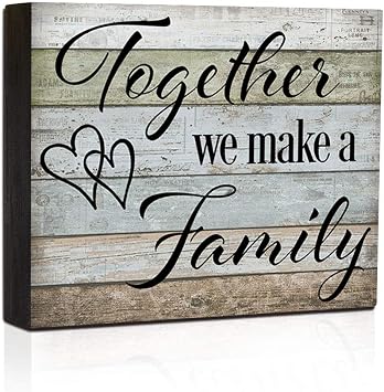 Box Sign Wood Block Sign Quote Sign - Together We Make A Family-Home Decor Wall Hanging Box Sign 7.5"x6"