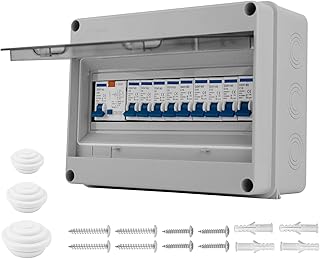 Verbrauchereinheit 9-fach Schutzschalter IP65 Schutz Anti-Leakage Sicherungskasten (4x10A+3x16A+2x20A) für Garagen und Nebengebäude