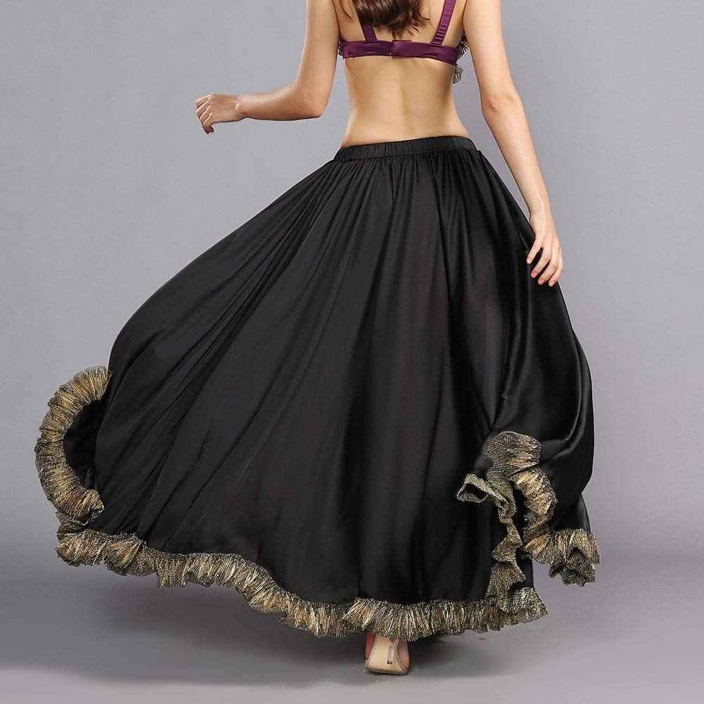 ROYAL SMEELA Falda Flamenca Mujer Gitano 12 Yardas Faldas largas Danza del Vientre 360 Grados Faldas de Baile Trapear la Longitud del Piso Dobladillo Grande Traje de Baile