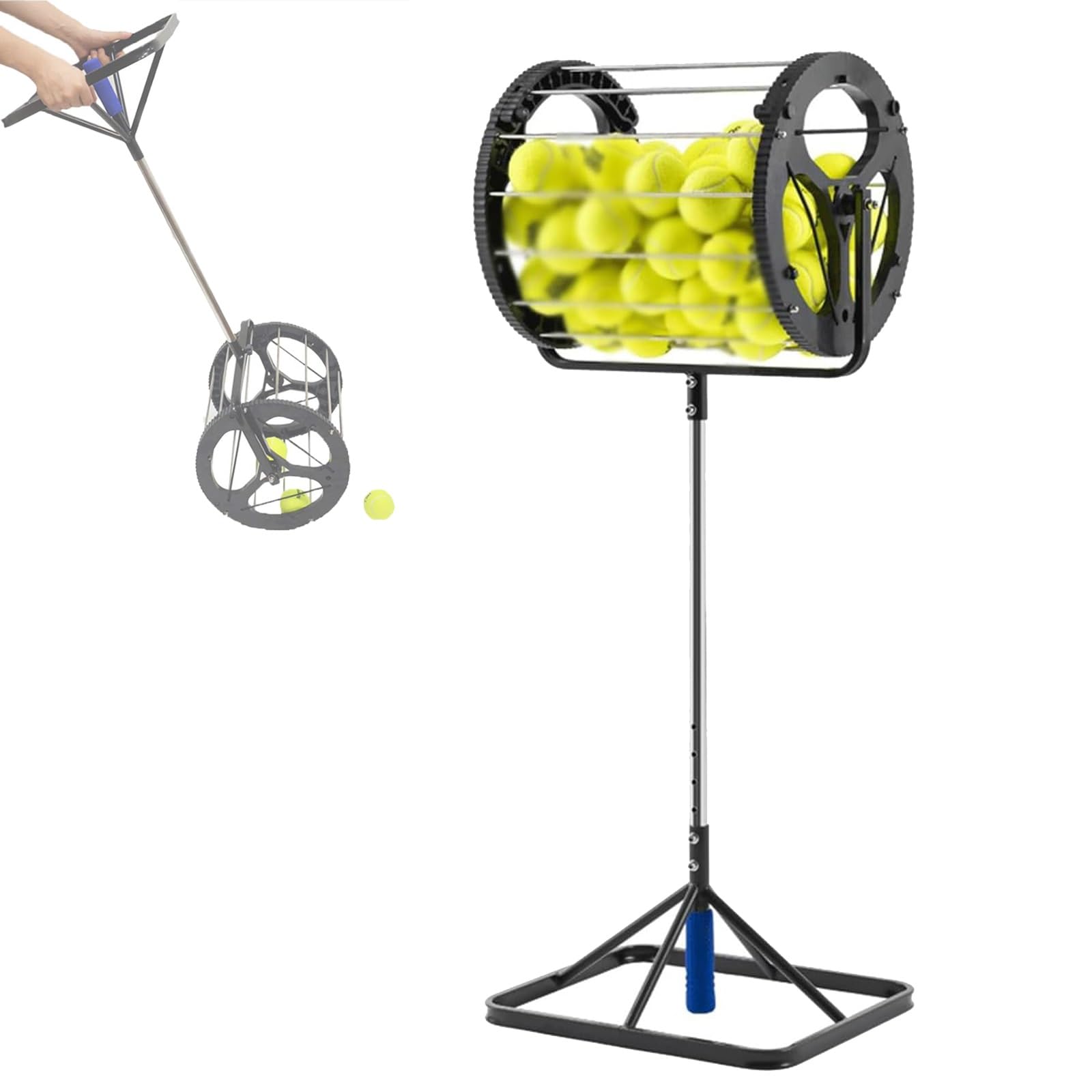 Raccoglitore per palline da tennis, 2 in 1, con manico, tramoggia per cestino, altezza regolabile, ideale per raccogliere e riporre oggetti