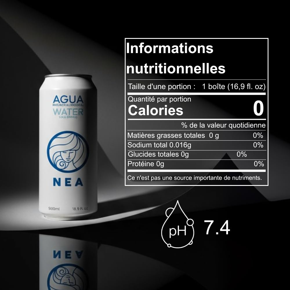 NEA Eau Plate Naturelle de Source Alpine en Canette Aluminium Recyclable - Eau Minérale Naturelle Pack 24 Canettes 33cl - Sans Plastique Sans BPA - Bureau Sport Voyage