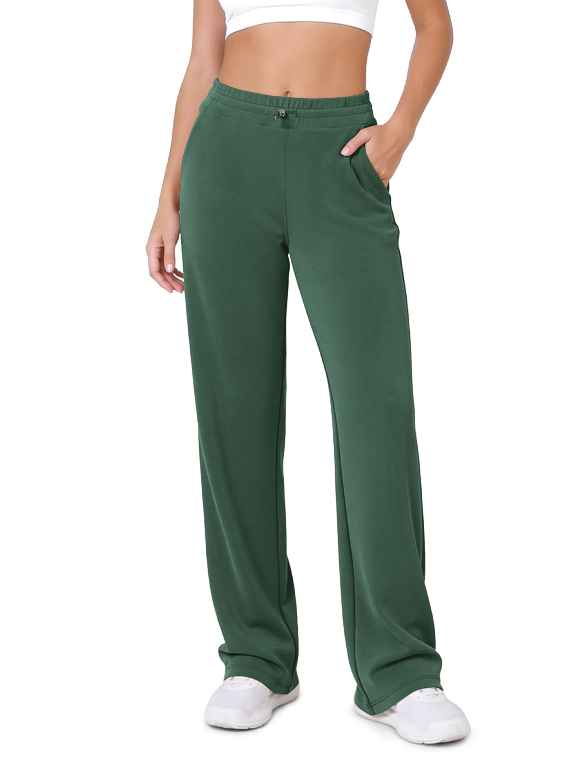 ODODOS Women's Modal Soft Wide Leg Pants with Pockets Adjustable Shockcord High Waist Casual Lounge Pants-27/29/31" Inseam