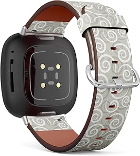 CJBROES Replacement Leather Watch Band, Compatible with Fitbit Versa 3 and Fitbit Sense of Wristband Bracelet Accessory - Swirl