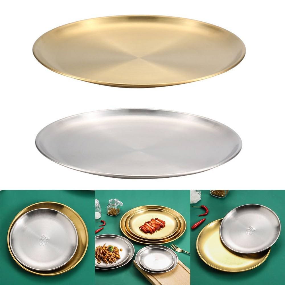 Stainless Steel Dinner Plate – 30cm/11.8” Round Metal Plate For Kitchen, Camping, Picnic – Dishwasher Safe & Reusable - View #2