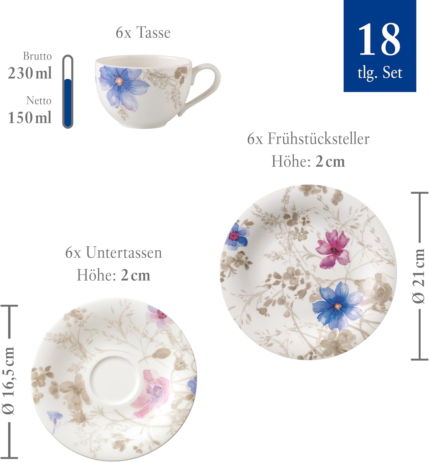 Amazon.com: Villeroy & Boch Mariefleur Gris Basic Coffee Set for