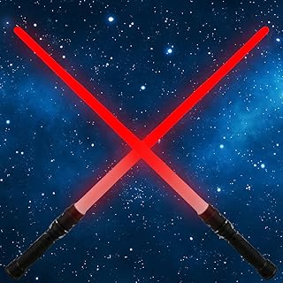 2Pcs Lightsaber Light Up Saber Reusable Retractable 7 Colors Changeable LED Light Saber Light Sword with Realistic Sound Effect Hand Light Up Sword 2-in-1 LED Dual Light Sword