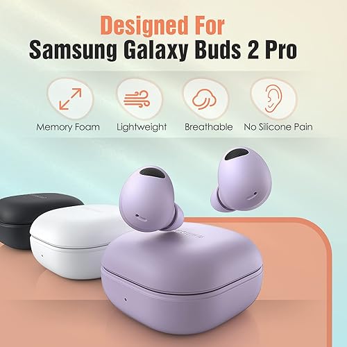Miniatura 2 de Puntas de espuma viscoelástica para Samsung Galaxy Buds 2 Pro, sin dolor de silicona en las orejas, almohadillas de repuesto antideslizantes, cabe