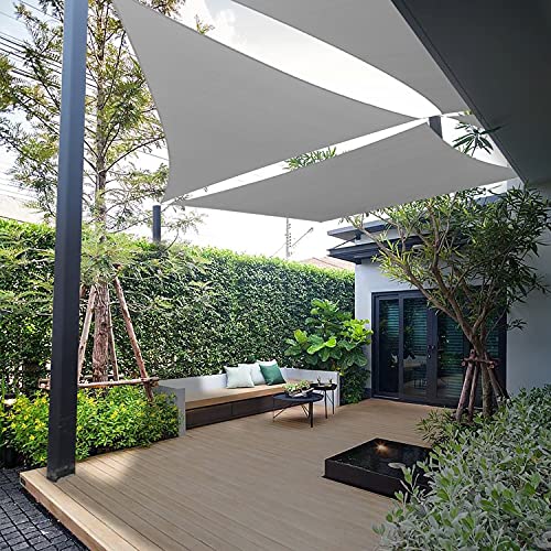 Coarbor 12'X12'X12' Sun Shade Sail Triangle 180Gsm Heavy Duty Fabric Cloth Screen For Patio Garden Yard Deck Pergola Canopy Water Permeable & Uv Resistant Customize (Light Gray) #TOP6