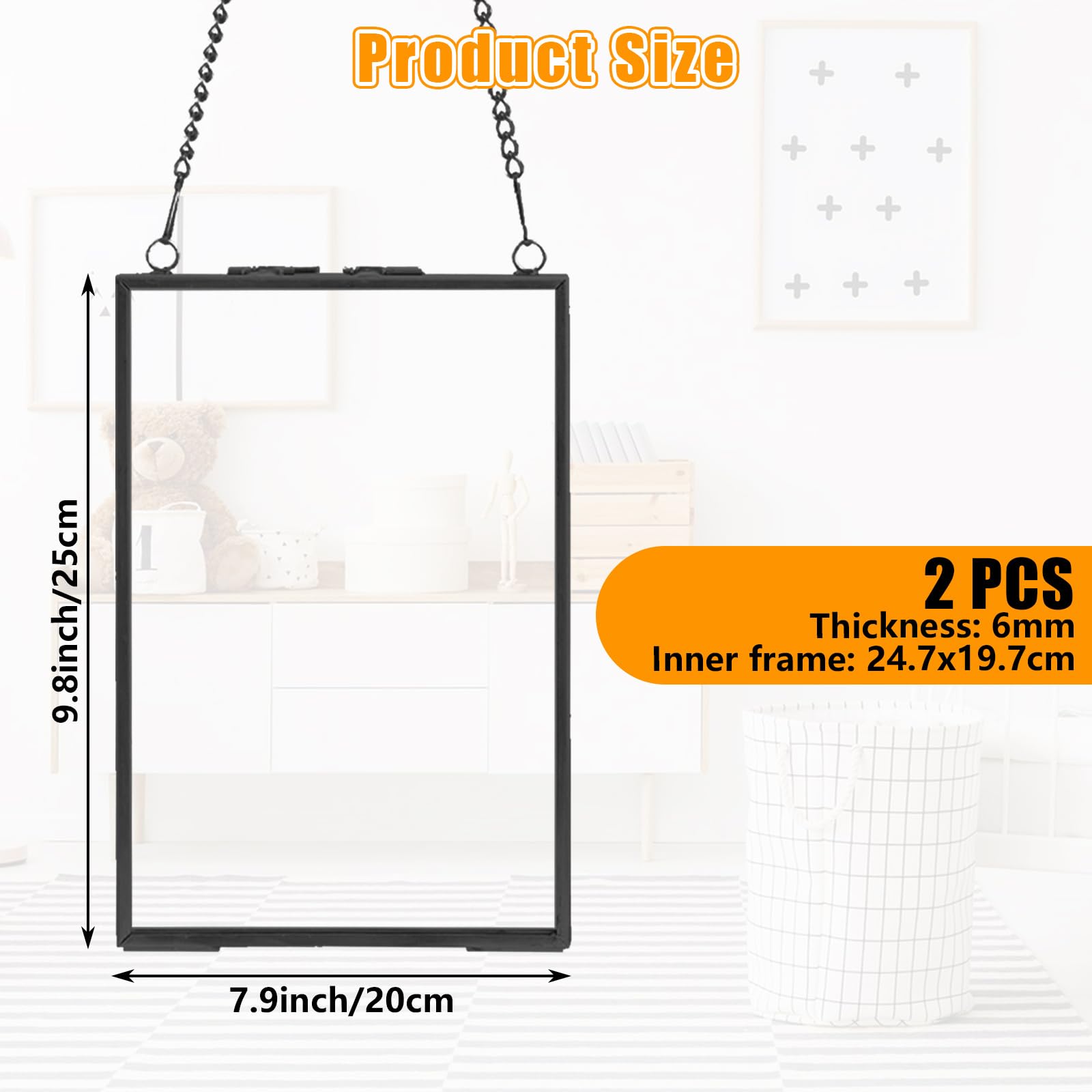 GBACHOOSE 2 Pcs Black Hanging Metal Photo Frames - Image 2