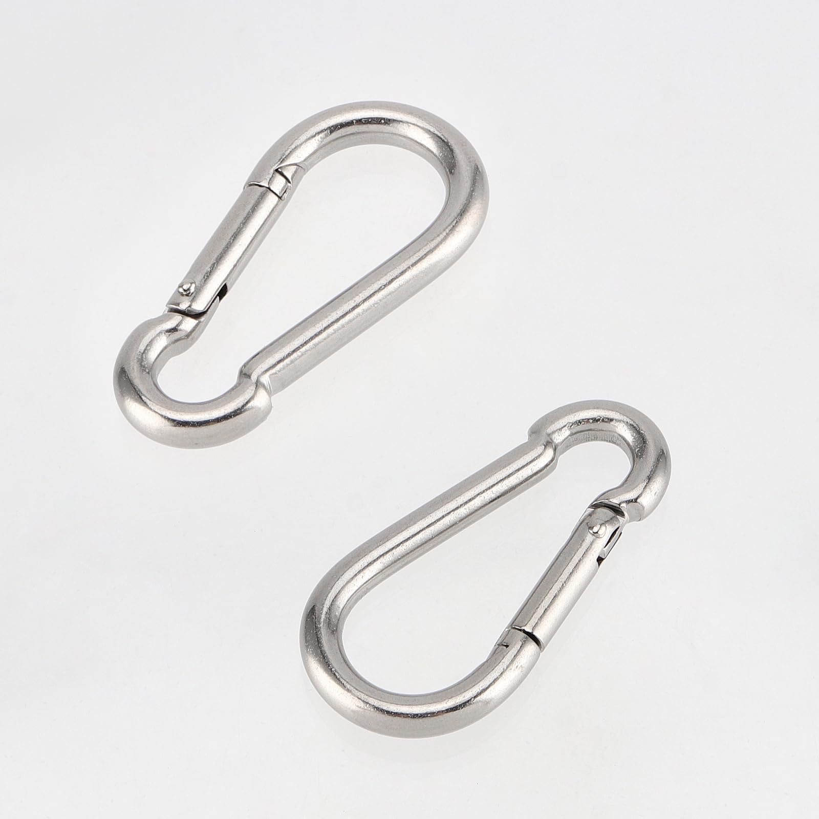 15 Mosquetones de Acero Inoxidable de 5 mm x 50 mm, con Cierre a Presión, Mosquetones Pequeños de Acero Inoxidable para Ayuda de Tracción, como Cuerdas de Carga, Columpios