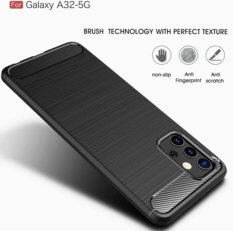 Image of NPRC Hybrid Ultra Slim Protective Case TPU Non-Slip Carbon Fiber Texture Shockproof Case Cover for Samsung Galaxy M32 5g - Black