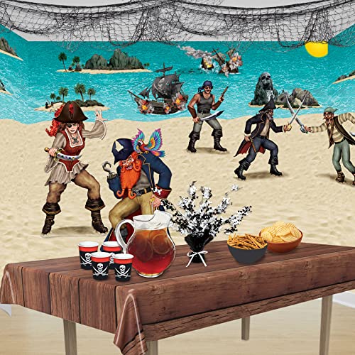 Beistle Ocean & Beach 4’ X 30’ – Photo Backdrop Easy To Adhere Wall Covering, Tropical, Luau, Beach, Hawaiian Party Decorations, 4' X 30', Blue/Sand #TOP2