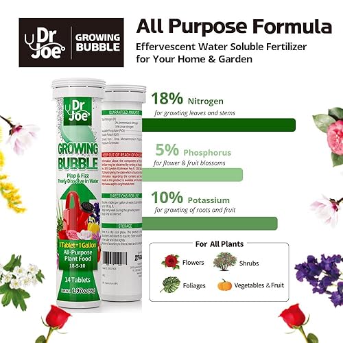 Miniatura 2 de Dr. Joe Alimento para plantas de burbujas en crecimiento fertilizante soluble en agua multiusos (14 tabletas de burbuja, hace 14 galones, 18-5-10)