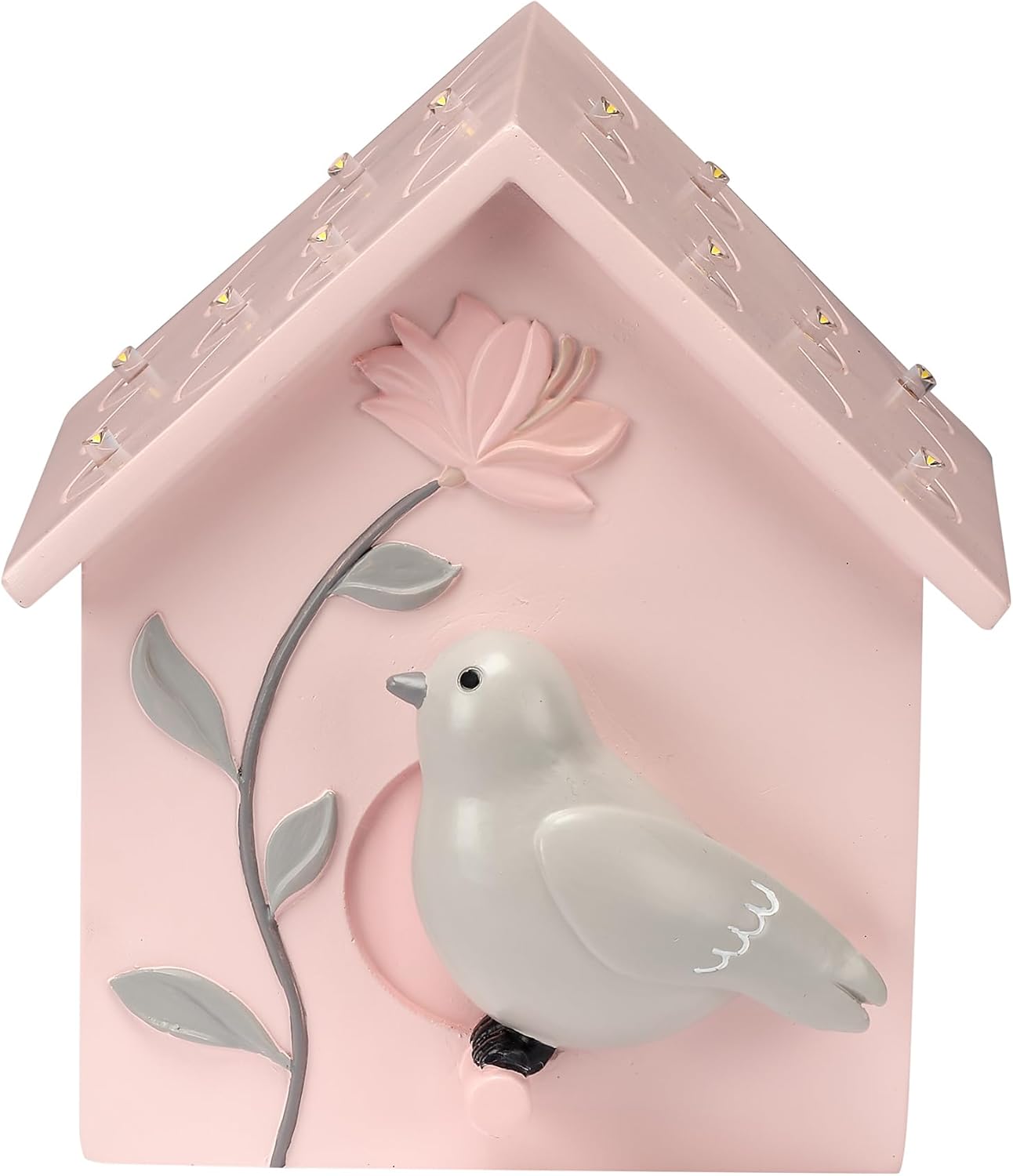 Lambs & Ivy Petals Pink/Gray Birdhouse Table Top Night Light LED Lamp