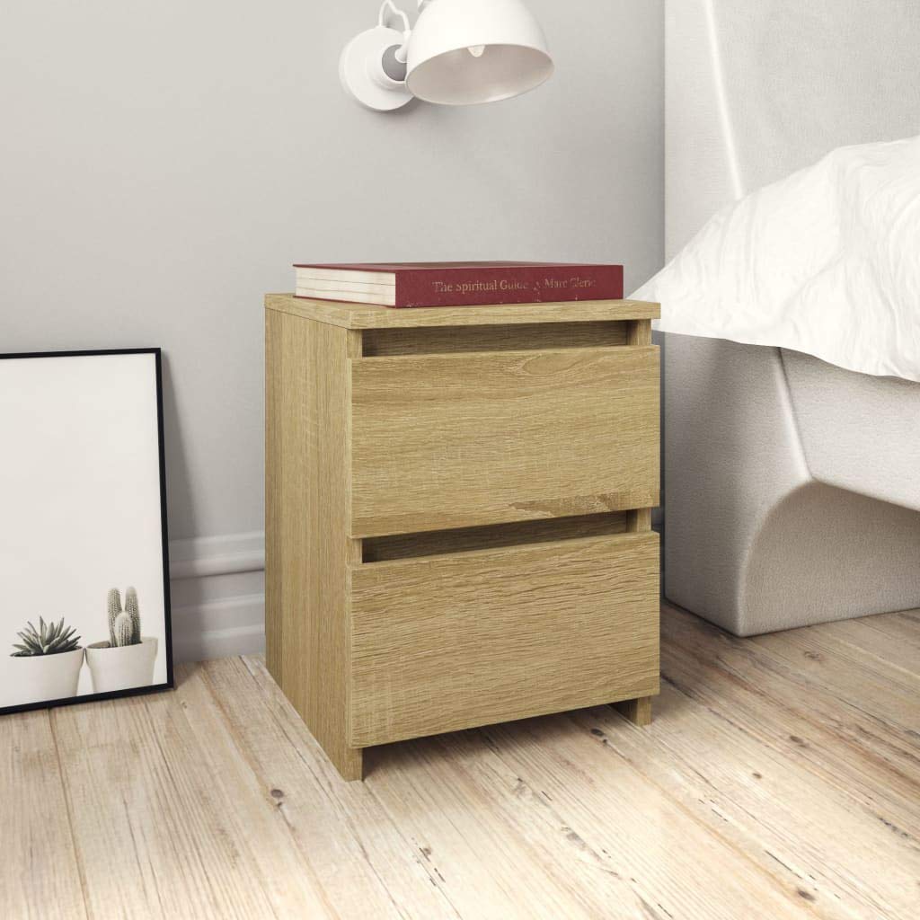 vidaXL Tables de Chevet 2 pcs, Armoire de Lit, Table de Nuit, Meuble de Chambre à Coucher Maison Intérieur, Moderne, Chêne Sonoma Bois d’Ingénierie