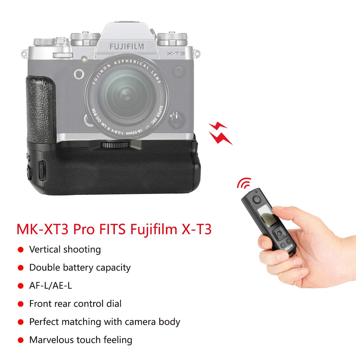 Meike MK-XT3 Pro Akkugriff für Fujifilm X-T3 inkl. Funk Timer-Fernauslöser