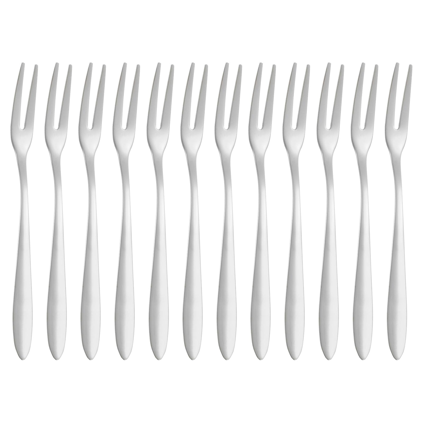 uxcell 12 Pcs Pickle Fork, 5.2 Inch Olive Fork with Long Handle, Stainless Steel Cocktail Forks, 2-Tine Fork for Dessert Cocktail Fruit and Vegetable