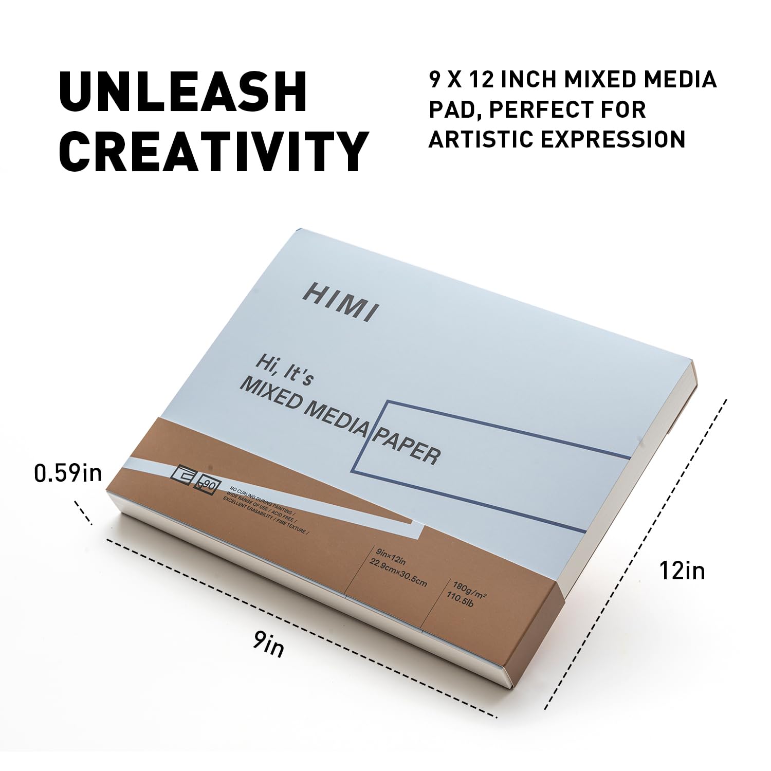 HIMI Mix Media - Blocco di carta mista da 90 fogli, rilegatura a filo laterale, consistenza fine, in acrilico, a guazzo, per schizzi, schizzi, schizzi, forniture artistiche (blu)