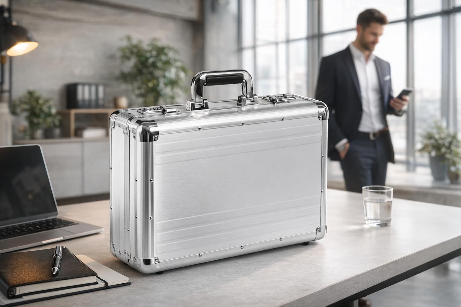 Alumaxx Attachékoffer TAURUS, Aktenkoffer aus Aluminium, Alu Dokumentenkoffer, Alukoffer, Aluminiumkoffer Ventiquattrore, 46 cm, 15 liters, Argento (Silber)