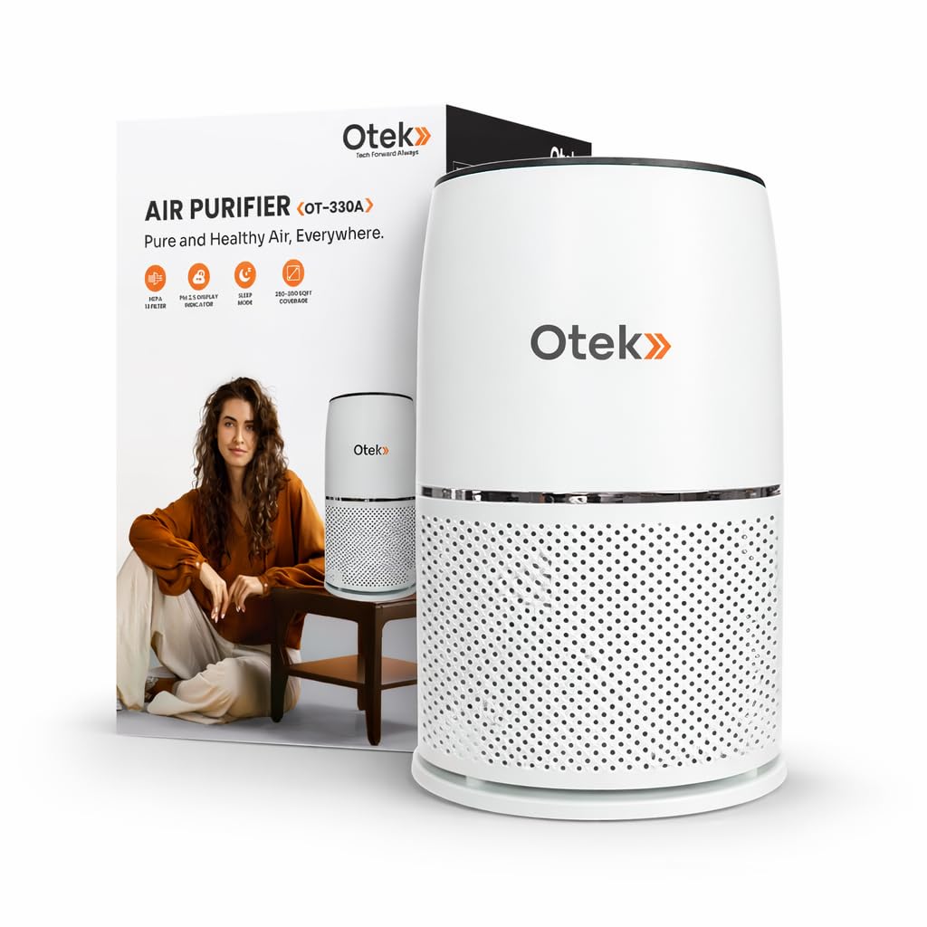 OTEK 330A Air Purifier for Home | HEPA H13 & Activated Carbon Filter | UV Light | Ionizer | AQI Display | 280 sq.ft Coverage| Removes 99.9% Dust, Smoke, Viruses, Allergens | Timer | Sleep Mode | White-image-24