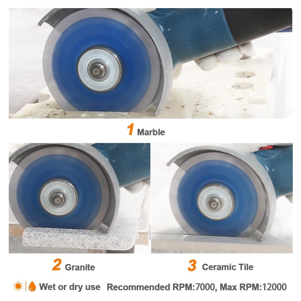 Diamond Turbo Cutting Blade 5",BRSCHNITT 3pcs Diamond Saw Blade for Granite,Marble,Concrete,Porcelain Tile,Ceramic Tile,Masonry