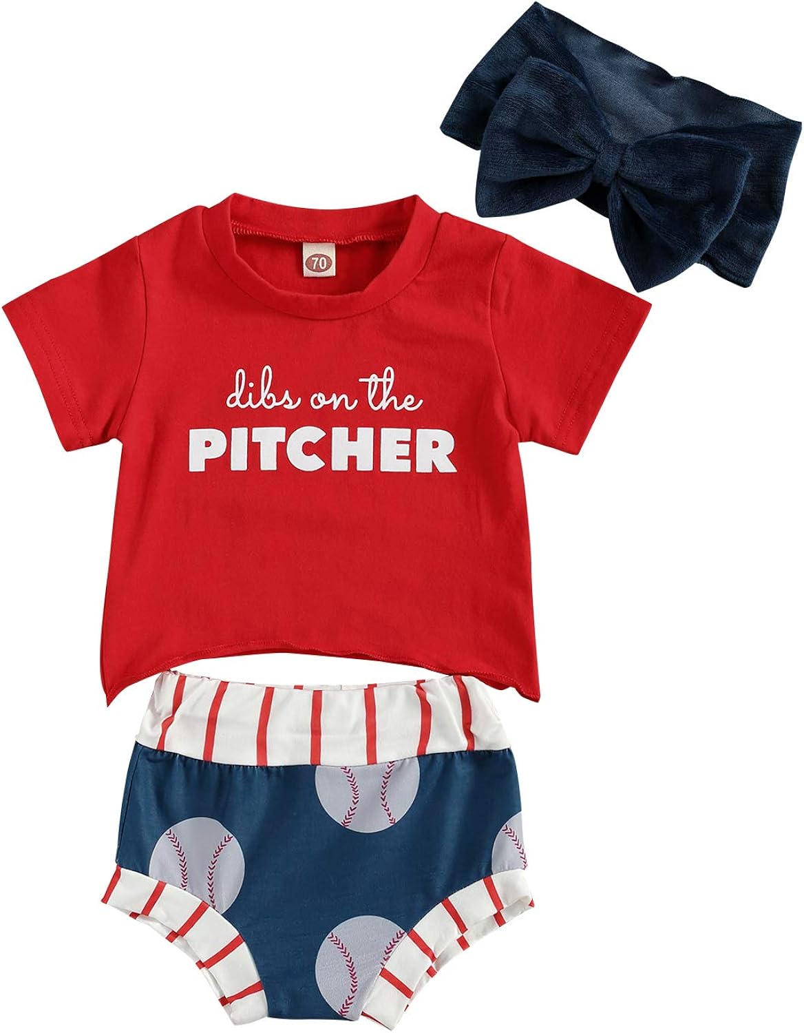 Baby Girl Baseball Shorts Set Outfits Set Short Sleeves Tee Top with