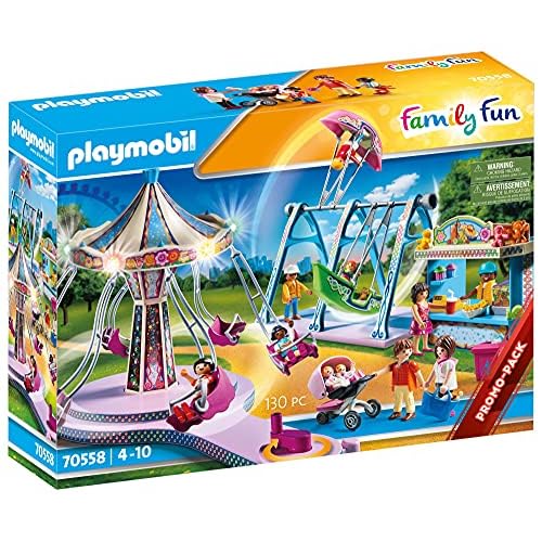 PLAYMOBIL Family Fun 70558 Großer Vergnügungspark, Inkl. Lichteffekt, Für Kinder von 4 - 10 Jahren