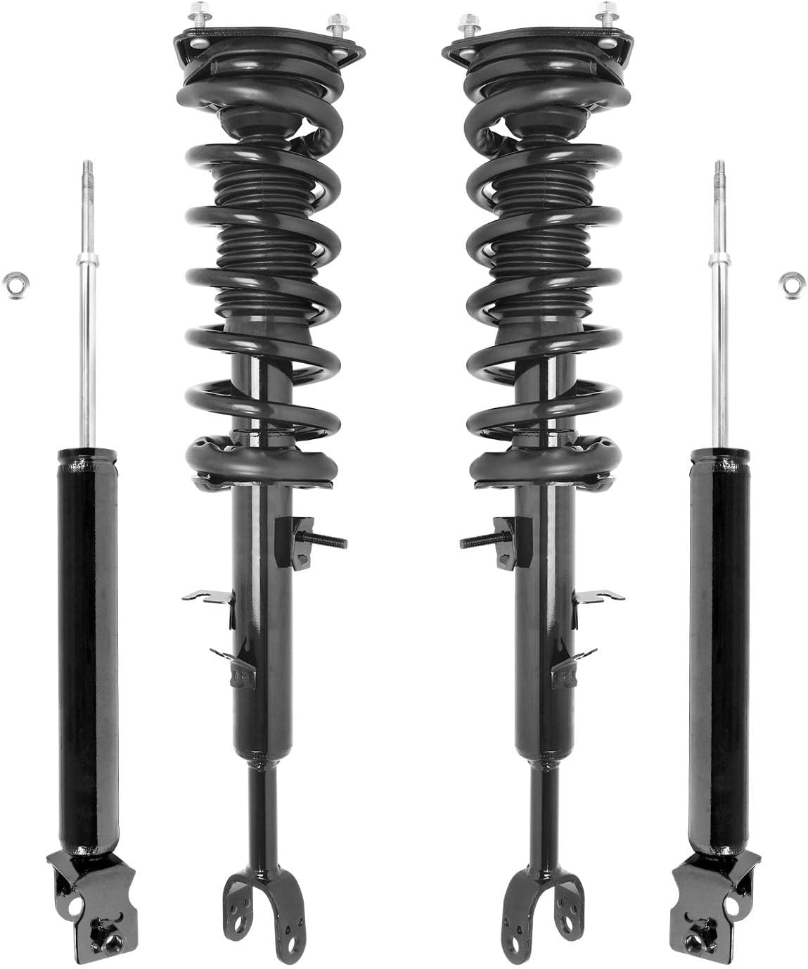 COMPLETESTRUTS - Front Complete Strut Assemblies with Coil Springs and Rear Shock Absorbers Replacement for 2006-2007 Infiniti G35 RWD - Set of 4