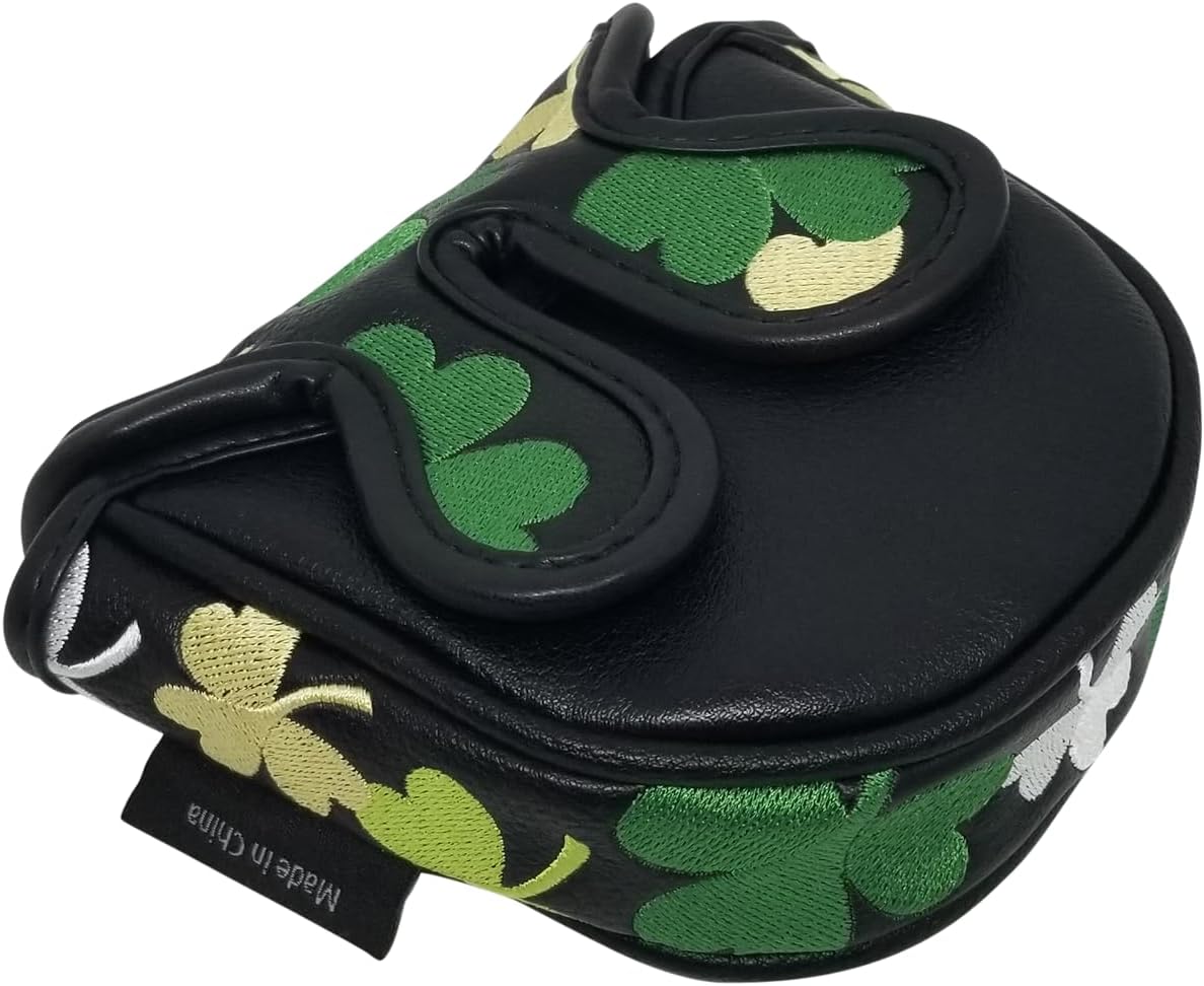 Shamrocks All-Over Embroidered Mallet Putter Cover by ReadyGOLF