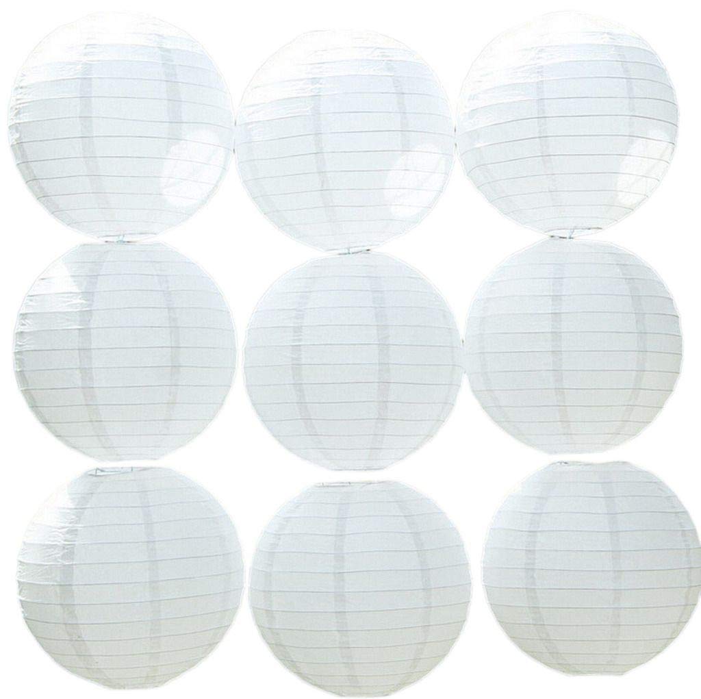 9 szt. zestawu papierowych lampion wiszące kulowe lampiony do dekoracji domu przyjęcie wesele białe 40 cm / 16 cali