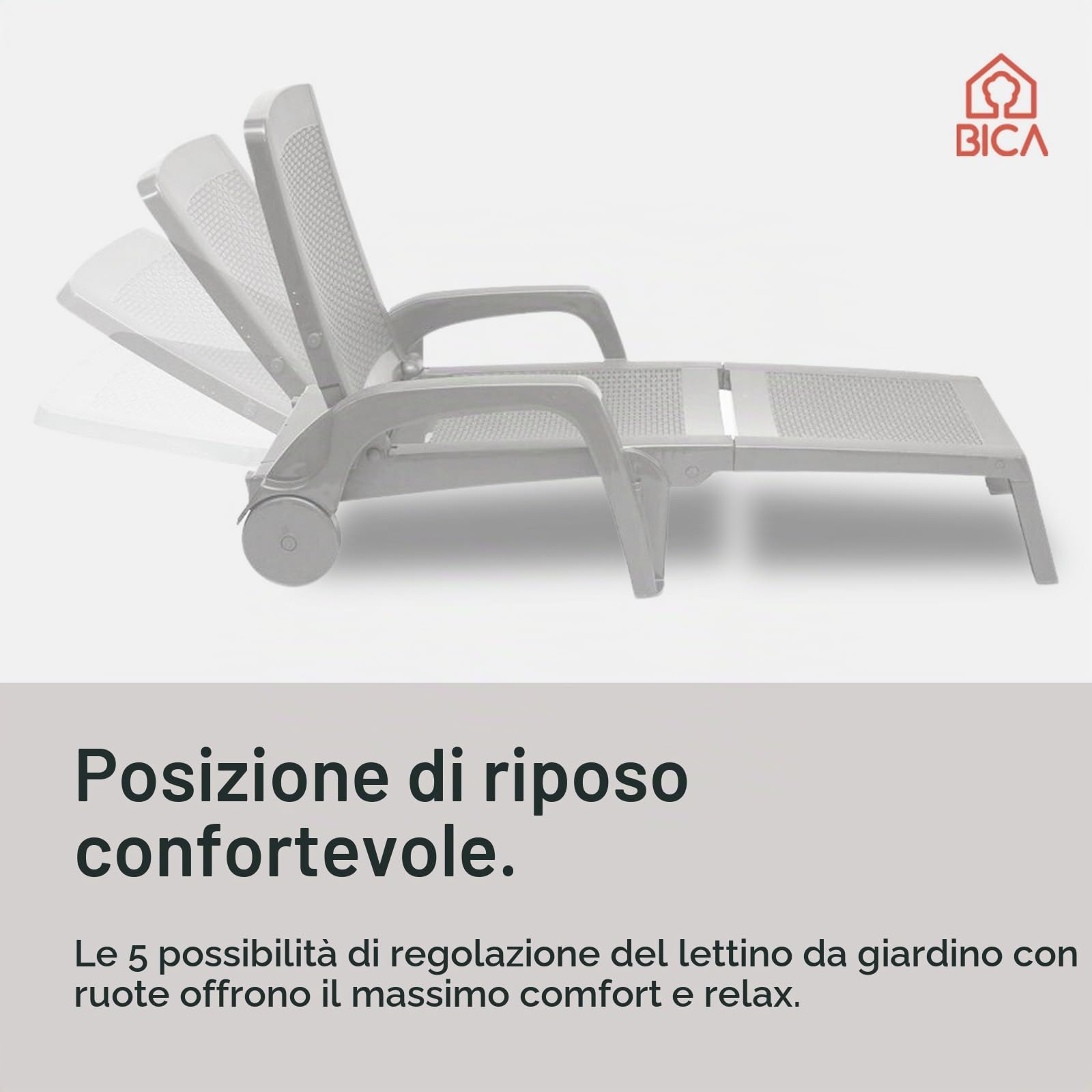 BICA Lettino Prendisole Miami Bianco con Design Rattan, Pieghevole ed Impilabile