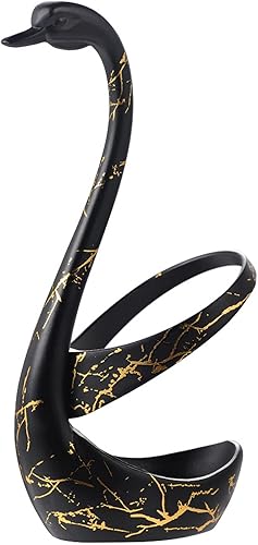 AnSaw Elegante soporte pequeño de base de cisne negro para cafetería, comedor, perfecto para bodas y decoración de mesa de entretenimiento