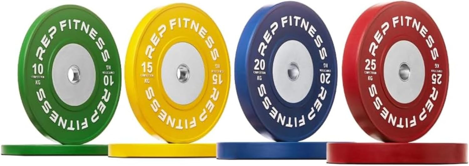 REP Color Bumper Plates, KG Olympic and Competitive, For Barbell Set, Rubber Training Discs for Home Gym Strength Lifting, Low Bounce Durable, Weight Sets of 90 |110 | 120 | 140 Kilogram Options