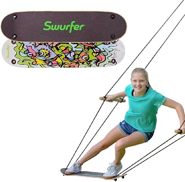 Swurfer TreeSkate Skateboard Tree Swing, Outdoor Stand Up Surf Swing, Kids Outdoor Play Equipment, for Children and AdultsHolds Up to 200 lbs, Ages 6 and Up, Adjustable Handles, Grip Tape Undawadda