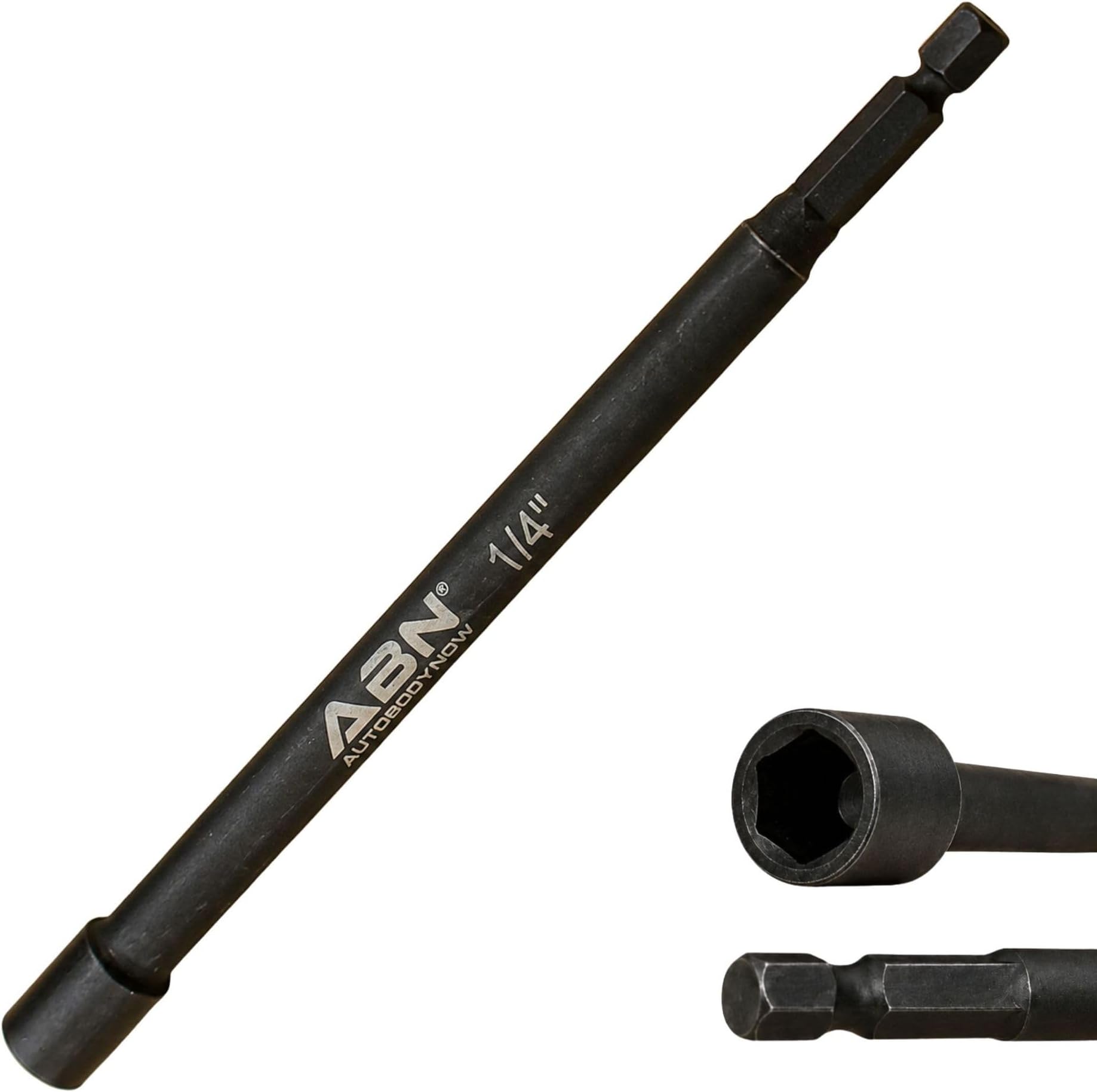 ABN 1/4 IN Impact Nut Driver Tool - SAE 6 IN Long Shank Nut Driver Bits Magnetic Tip Sockets, 1/4 IN Hex Shank