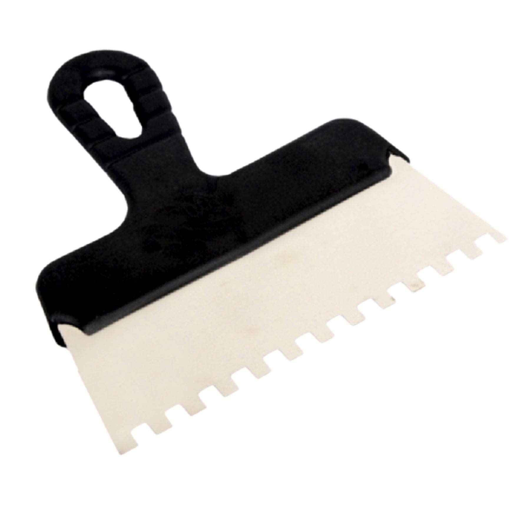 Toolty Multi-Colour Professional Stainless Steel Notched Taping Knife, Tiling Trowel, Plastering Trowel -600Mm, 8X8mm - For Adhesive Mortars - Plastic Handle, Tile, Tiling, Adhesive, Diy - Tlty-0974
