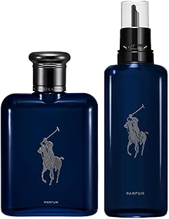 RALPH LAUREN FRAGRANCES Polo Blue - Parfum - Men's Cologne - Refillable Cologne Set - With Citrus, Oak, and Vetiver - Intense Fragrance - 4.2 Fl Oz Bottle & 5.1 Fl Oz Refill