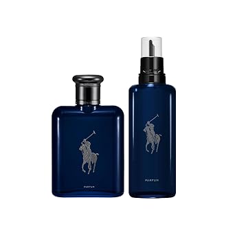 RALPH LAUREN FRAGRANCES Polo Blue - Parfum - Mens Cologne - Refillable Cologne Set - With Citrus, Oak, and Vetiver - Intense Fragrance - 4.2 Fl Oz Bottle & 5.1 Fl Oz Refill