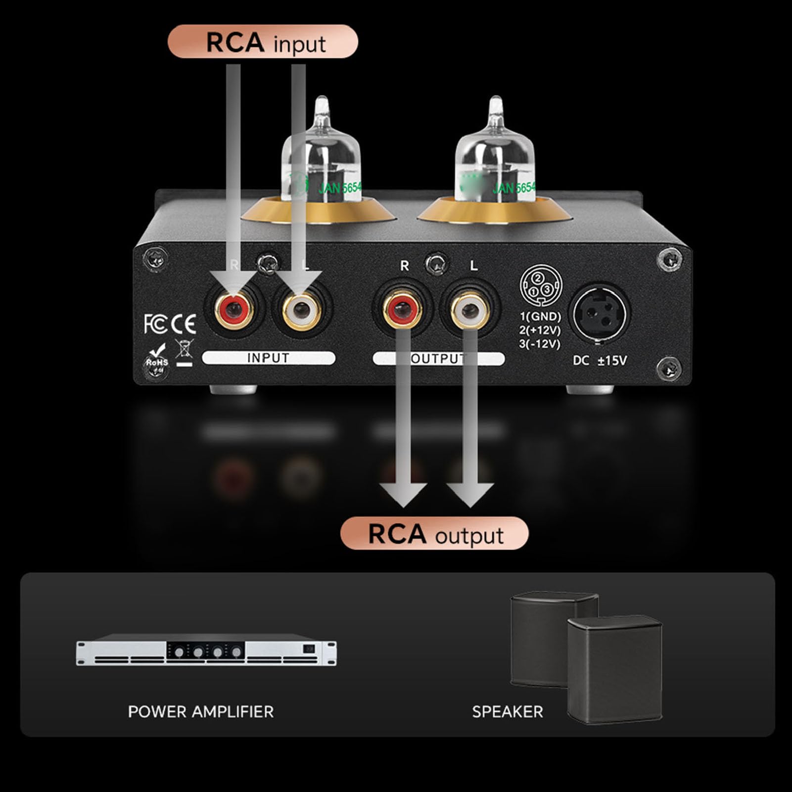 Preamplificatore HiFi a Valvole, Preamplificatore Stereo di qualità Audiofila con Regolazione dei Bassi e degli Acuti per Sistemi Audio (Plug 'UE 100-240V)