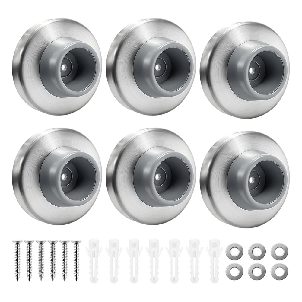 IJSDNVJNDX Round Rubber Knob Cover 6 Pack Door Stopper, 304 Stainless Steel Wall Protector for Doors Handles and Prevent