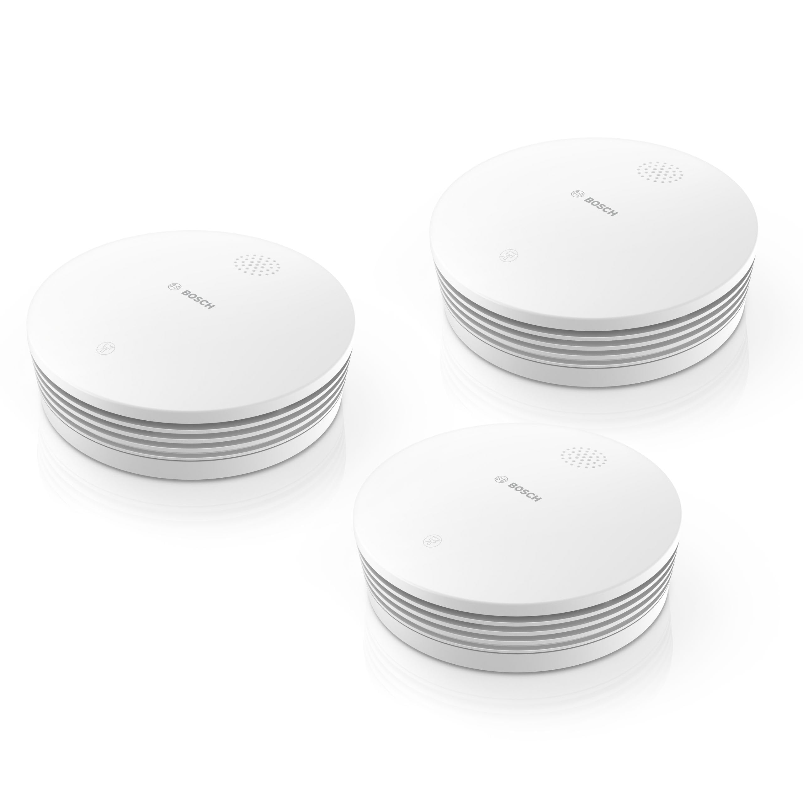 Bosch Smart Home Detector de Humo Conectado II, Detector de Incendios con función de aplicación y batería reemplazable, Compatible con Apple HomeKit, Juego de 3 Unidades