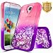 Galaxy S4 Case w/[Tempered Glass Screen Protector], NageBee Glitter Liquid Quicksand Waterfall Floating Flowing Sparkle Shiny Bling Diamond Girls Cute Case for Samsung Galaxy S4 -Pink/Purple