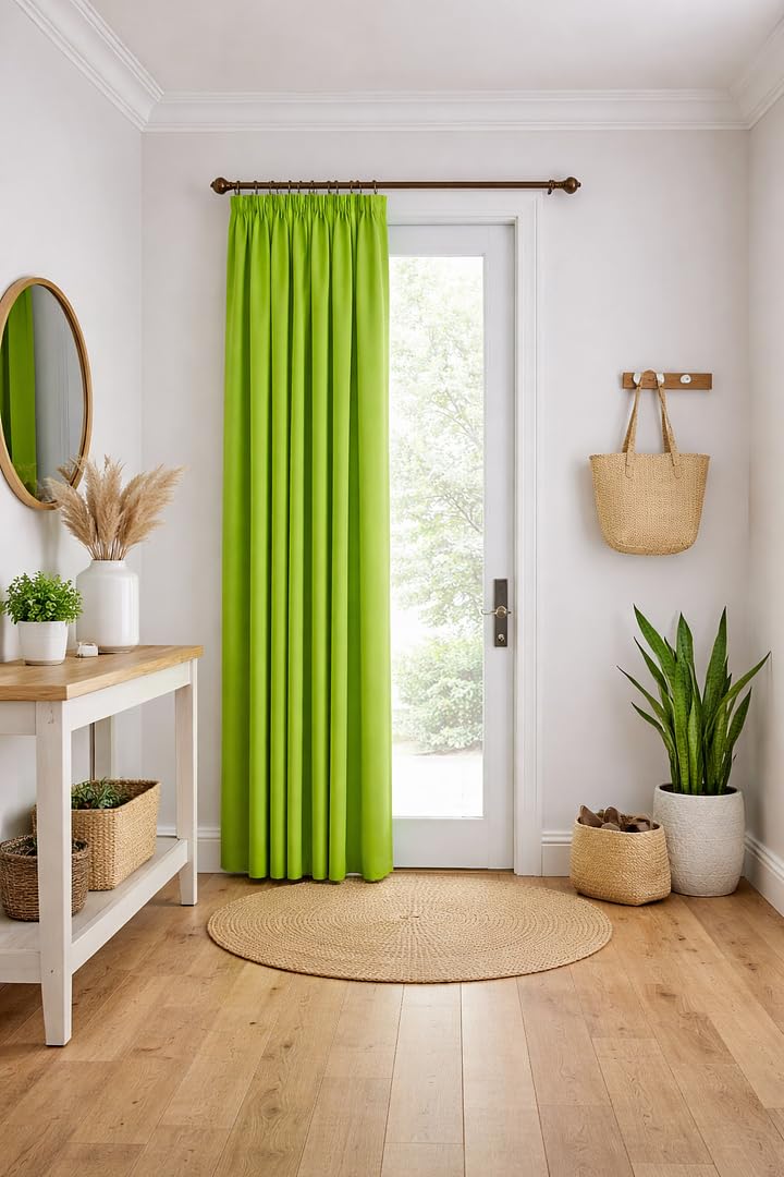 John Aird Blackout Curtains Pencil Pleat with Tie Backs (Lime, W 66" x L 84" (1 Panel) Thermal Energy Saving Curtains for Bedroom & Living Room