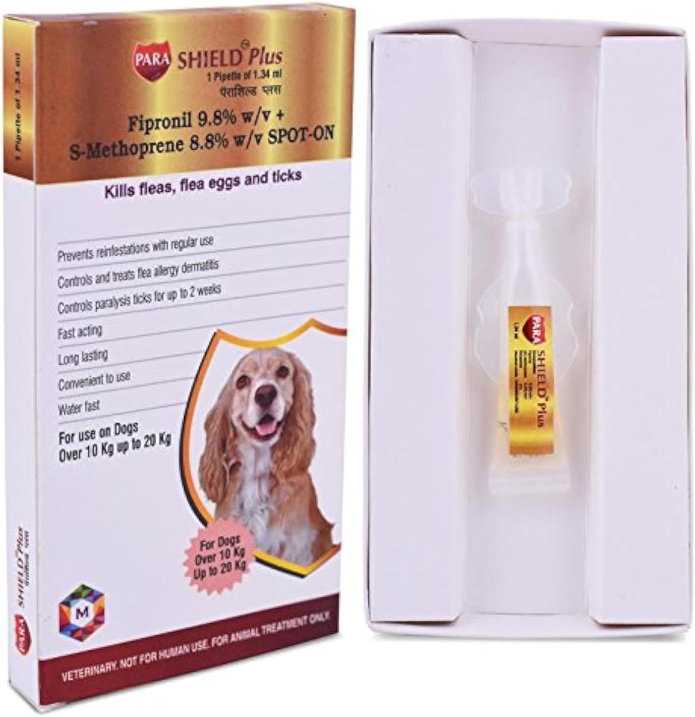 Medfly Spot On Solution for Prevention & Treatment of Ticks, Fleas & Chewing Lice (Pack of 1, 10-20 KG Dogs)