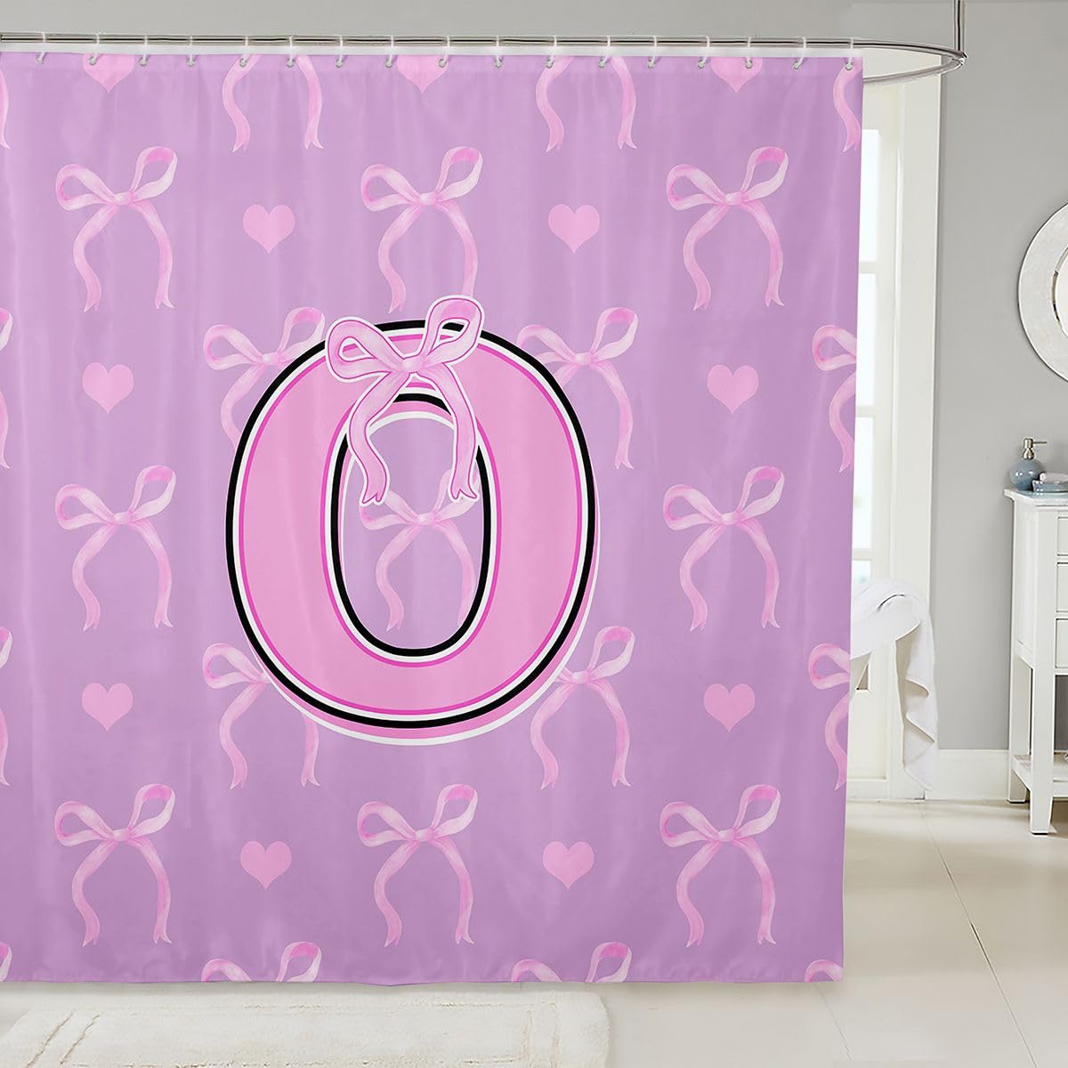 Rideau de douche 180x210cm imperméable anti éclaboussures motifs nœuds