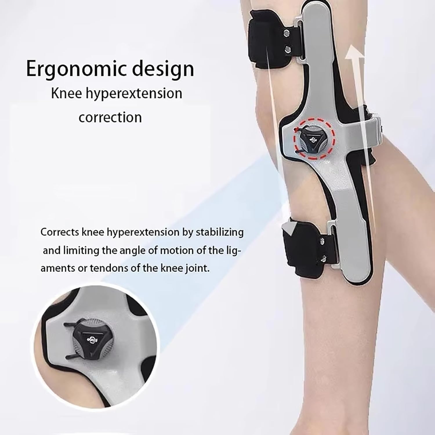 Generisch Verstellbare Knie-Wegfahrsperre, Knie-Hyperextensions-Orthese, Feste Knie-Orthese, Hemiplegische Knie-Abduktions-Fixierungsorthese mit Einstellbarer Dichtheit(Right Knee Black,M)