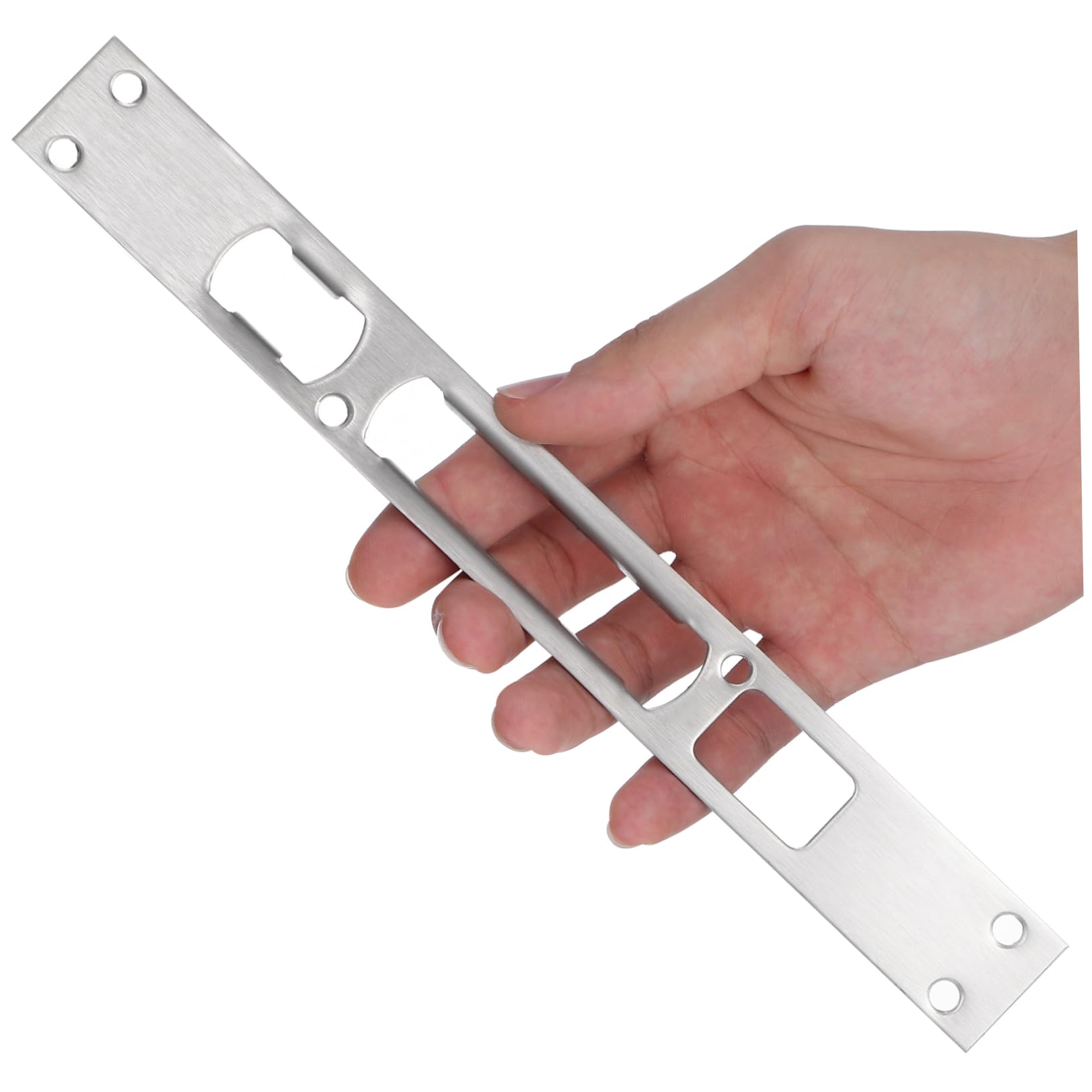 Lurrose 9 Ensembles Gâche De Porte Noire Frapper Plaque De Recouvrement De Trou De Porte Plaque De Verrouillage De Porte Intérieur Acier Inoxydable Silver 2 Pièces * 9