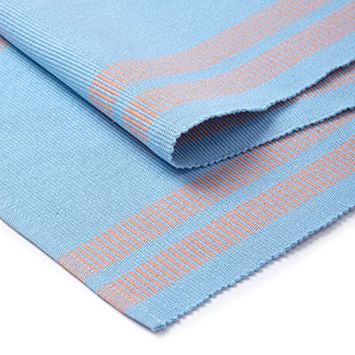 Image of Encasa XO Dining Table Runner for 4 to 6 Seater| Yarn Dyed Fine Ribbed Cotton | Size 32x137 cm | Ladder Blue | Machine Washable
