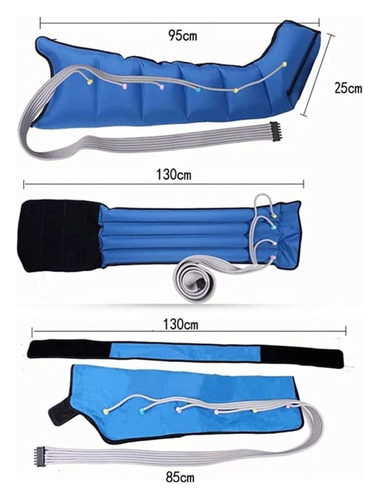 Massaggiatore a Compressione Aria per Gambe e Braccia, 6 Celle con Massaggio Drenante Linfatico, Regolabile per Polpacci, Cosce, Vita e Caviglie, Allevia Dolori e Affaticamento Muscolare