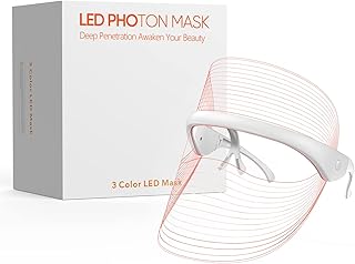 LED Face Mask Light Therapy Facial Photon Beauty Device with USB Cable 3 Colors LED Skincare Mask for Facial Rejuvenation, Wrinkle Reduction, Anti-Ageing